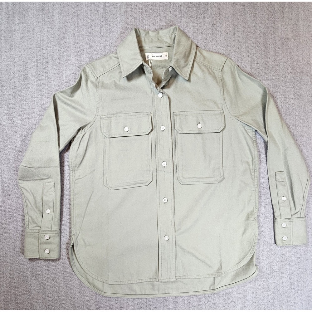 Everlane The Boyfriend Shirt Women's XXS Green 100% Organic Cotton Flannel
